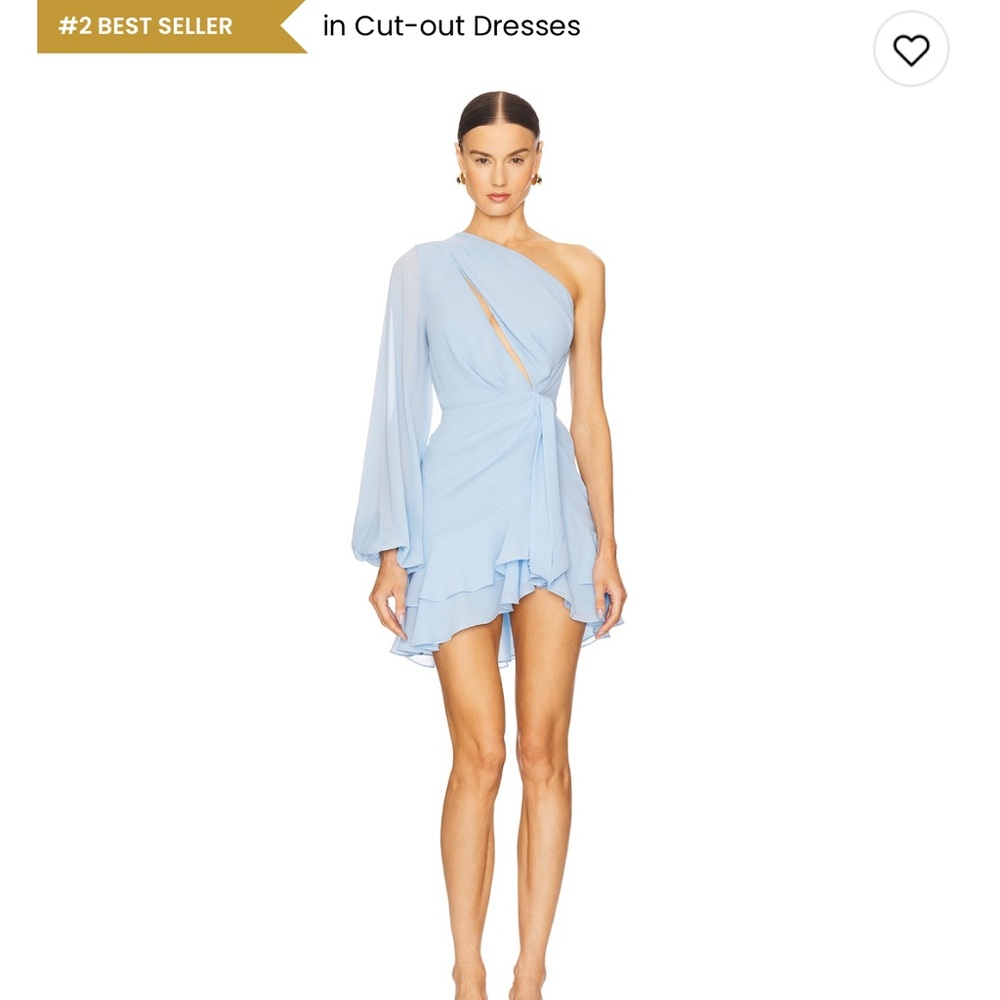 Michael Costello Sunny Mini Dress Blue One Shoulder Cutout X REVOLVE SIZE XS